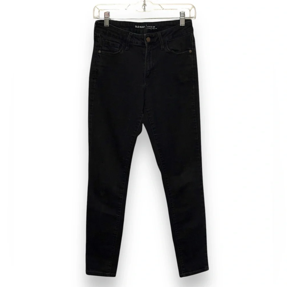 Old Navy Rockstar Mid-Rise Black Skinny Jeans (Size 8 Long)